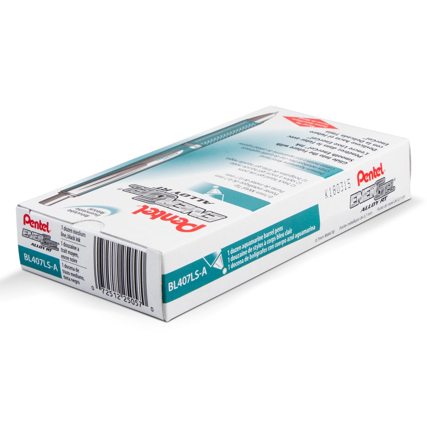 EnerGel Alloy Retractable Premium Liquid Gel Pen, (0.7mm) Aquamarine Barrel, Black Ink (BL407LS-A)