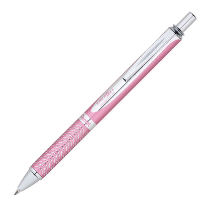 Pentel EnerGel Alloy Retractable Premium Liquid Gel Pen, (0.7mm) Metal Tip, Medium Line, Pink Barrel, Black Ink (BL407P-A)