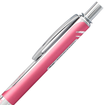 Pentel EnerGel Alloy Retractable Premium Liquid Gel Pen, (0.7mm) Metal Tip, Medium Line, Pink Barrel, Black Ink (BL407P-A)