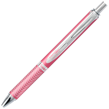 Pentel EnerGel Alloy Retractable Premium Liquid Gel Pen, (0.7mm) Metal Tip, Medium Line, Pink Barrel, Black Ink (BL407P-A)