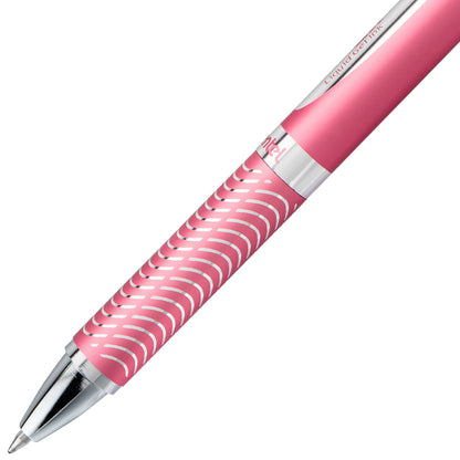 Pentel EnerGel Alloy Retractable Premium Liquid Gel Pen, (0.7mm) Metal Tip, Medium Line, Pink Barrel, Black Ink (BL407P-A)