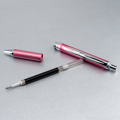 Pentel EnerGel Alloy Retractable Premium Liquid Gel Pen, (0.7mm) Metal Tip, Medium Line, Pink Barrel, Black Ink (BL407P-A)