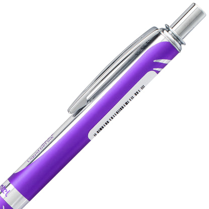 Pentel EnerGel Alloy Retractable Premium Liquid Gel Pen, (0.7mm) Metal Tip, Medium Line, Violet Barrel, Black Ink (BL407V-A), 24 Dozen
