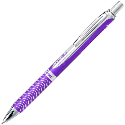 Pentel EnerGel Alloy Retractable Premium Liquid Gel Pen, (0.7mm) Metal Tip, Medium Line, Violet Barrel, Black Ink (BL407V-A), 24 Dozen