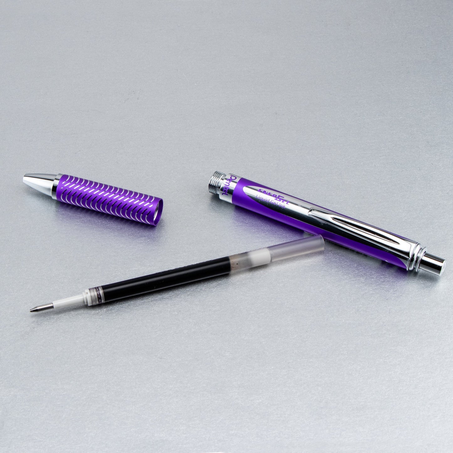 Pentel EnerGel Alloy Retractable Premium Liquid Gel Pen, (0.7mm) Metal Tip, Medium Line, Violet Barrel, Black Ink (BL407V-A), 24 Dozen