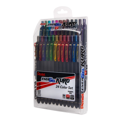 EnerGel Kuro Liquid Gel Pen, (0.7mm) Medium line, Assorted Ink, 24-pk (BL437R1PC24M)