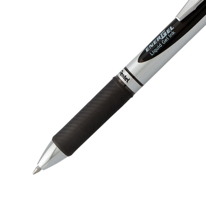 Pentel EnerGel RTX Retractable Liquid Gel Pen, (0.7mm) Metal Tip, Medium Line, Black Ink (BL77-A)