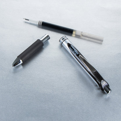 Pentel EnerGel RTX Retractable Liquid Gel Pen, (0.7mm) Metal Tip, Medium Line, Black Ink (BL77-A)