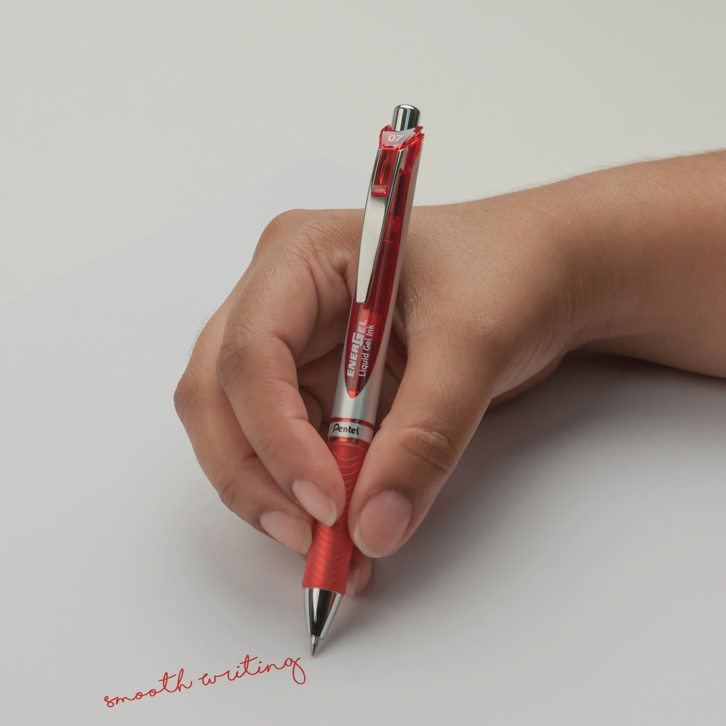 EnerGel RTX Retractable Liquid Gel Pen, (0.7mm) Metal Tip, Medium Line,Red Ink (BL77-B)