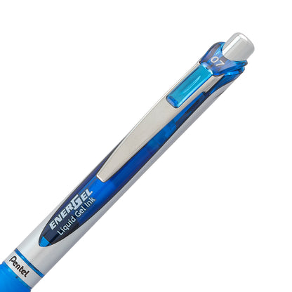 Pentel EnerGel RTX Retractable Liquid Gel Pen, (0.7mm) Metal Tip, Medium Line, Blue Ink (BL77-C)
