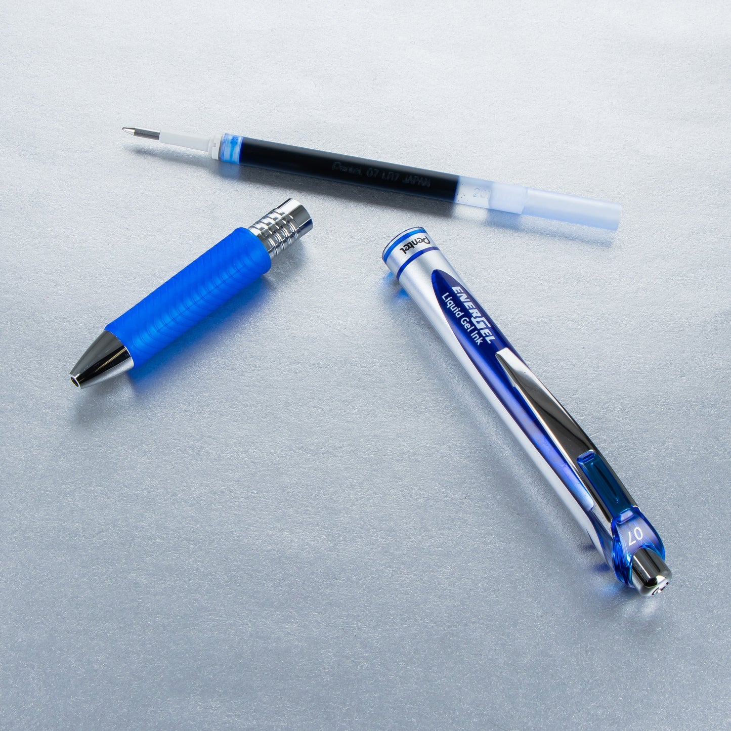 Pentel EnerGel RTX Retractable Liquid Gel Pen, (0.7mm) Metal Tip, Medium Line, Blue Ink (BL77-C)