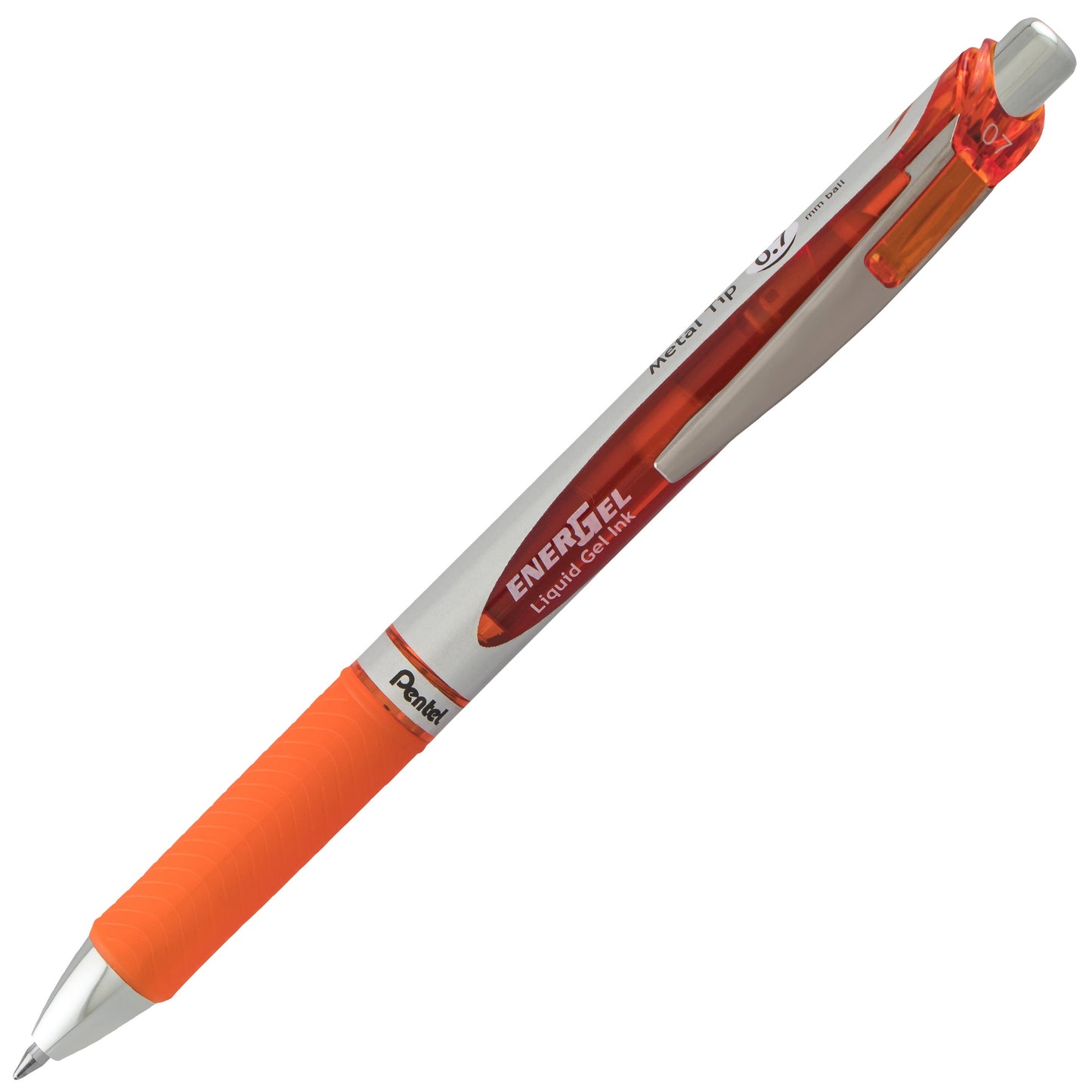 Pentel EnerGel RTX Retractable Liquid Gel Pen, (0.7mm) Metal Tip, Medium Line,Orange Ink (BL77-F)