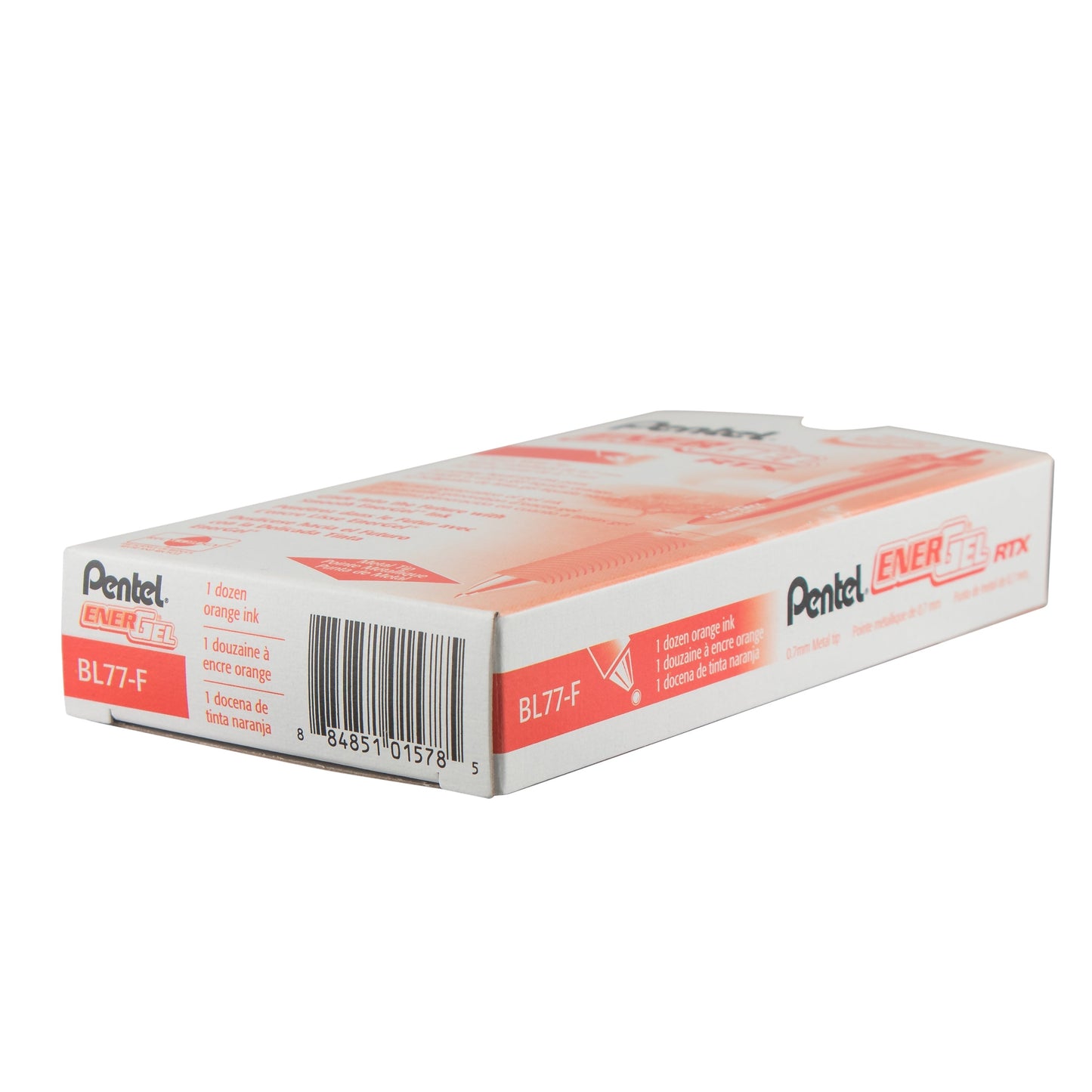 Pentel EnerGel RTX Retractable Liquid Gel Pen, (0.7mm) Metal Tip, Medium Line,Orange Ink (BL77-F)