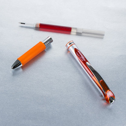 Pentel EnerGel RTX Retractable Liquid Gel Pen, (0.7mm) Metal Tip, Medium Line,Orange Ink (BL77-F)