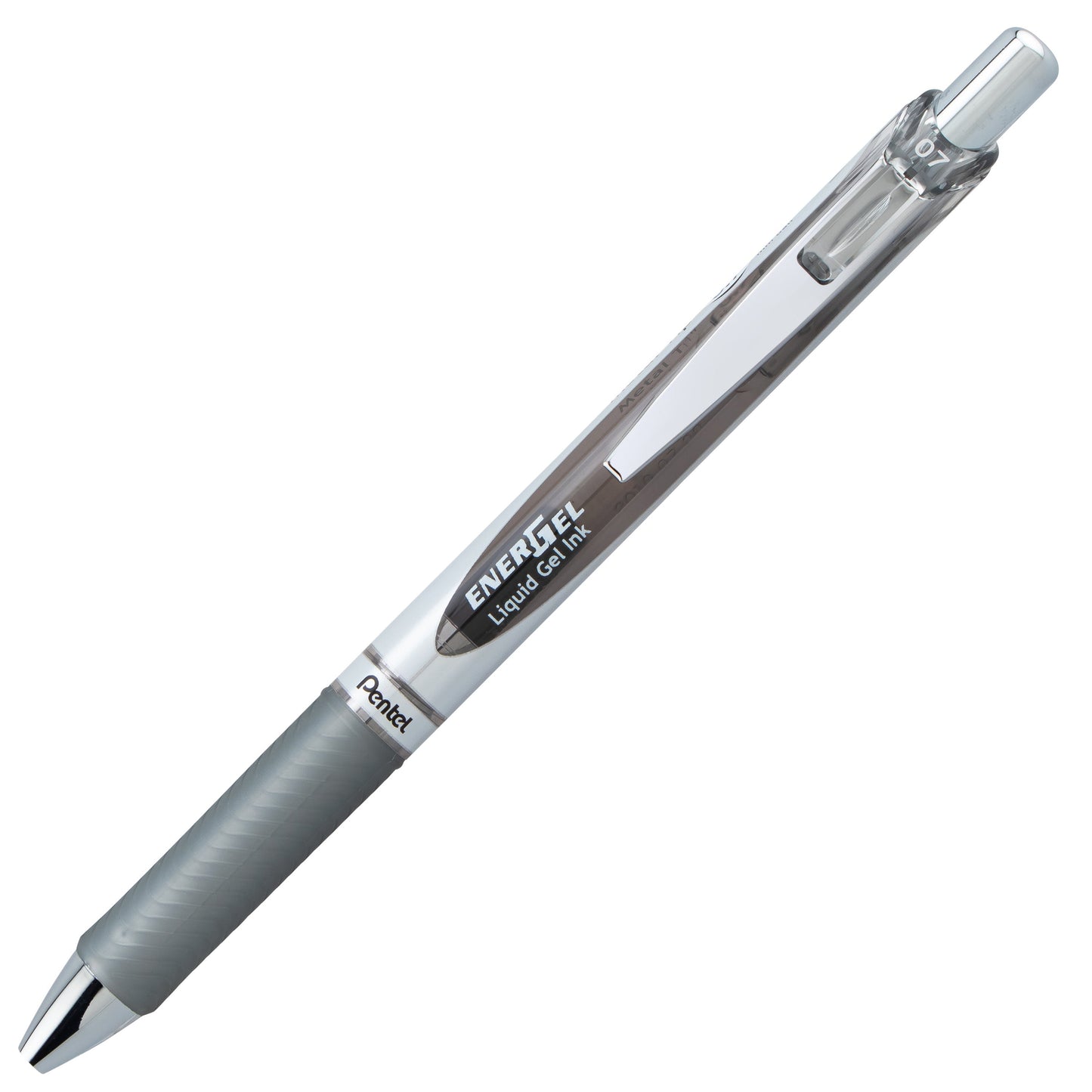 Pentel EnerGel RTX Retractable Liquid Gel Pen, (0.7mm) Medium line, Gray Ink (BL77-N)