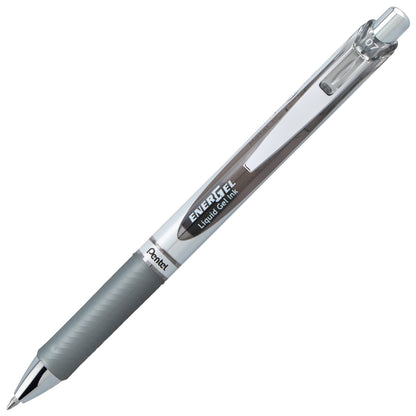 Pentel EnerGel RTX Retractable Liquid Gel Pen, (0.7mm) Medium line, Gray Ink (BL77-N)