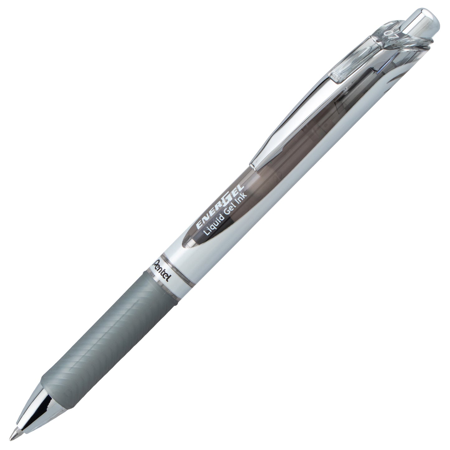 Pentel EnerGel RTX Retractable Liquid Gel Pen, (0.7mm) Medium line, Gray Ink (BL77-N)