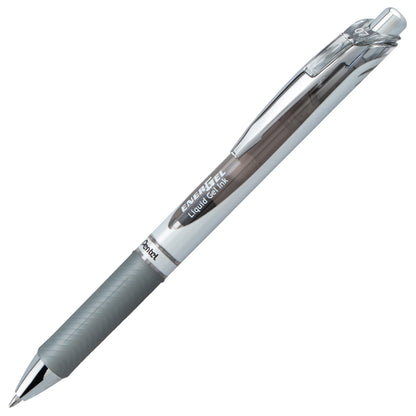 Pentel EnerGel RTX Retractable Liquid Gel Pen, (0.7mm) Medium line, Gray Ink (BL77-N)