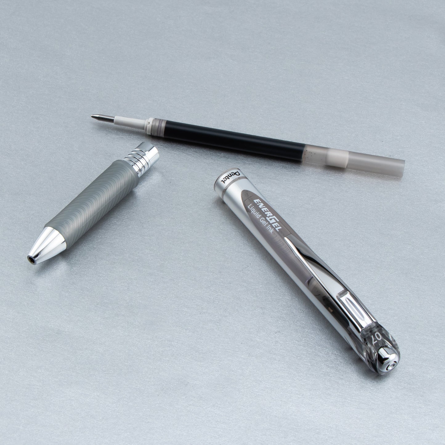 Pentel EnerGel RTX Retractable Liquid Gel Pen, (0.7mm) Medium line, Gray Ink (BL77-N)