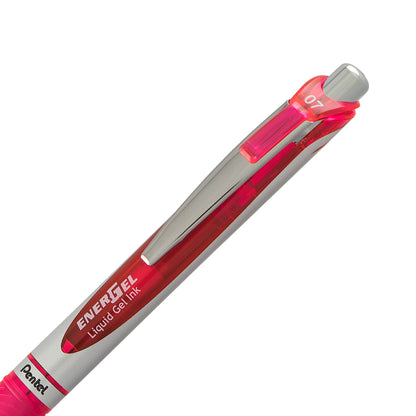 Pentel EnerGel RTX Retractable Liquid Gel Pen, (0.7mm) Metal Tip, Medium Line, Pink Ink (BL77-P), 48 Dozen