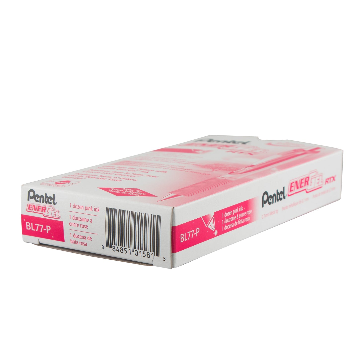 Pentel EnerGel RTX Retractable Liquid Gel Pen, (0.7mm) Metal Tip, Medium Line, Pink Ink (BL77-P), 48 Dozen