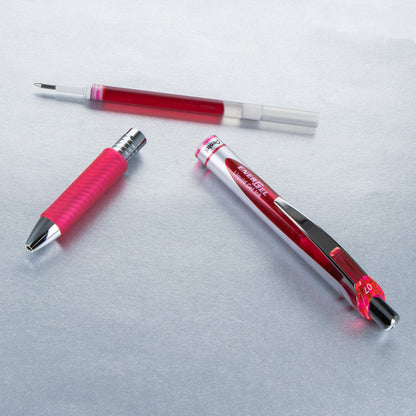 Pentel EnerGel RTX Retractable Liquid Gel Pen, (0.7mm) Metal Tip, Medium Line, Pink Ink (BL77-P), 48 Dozen