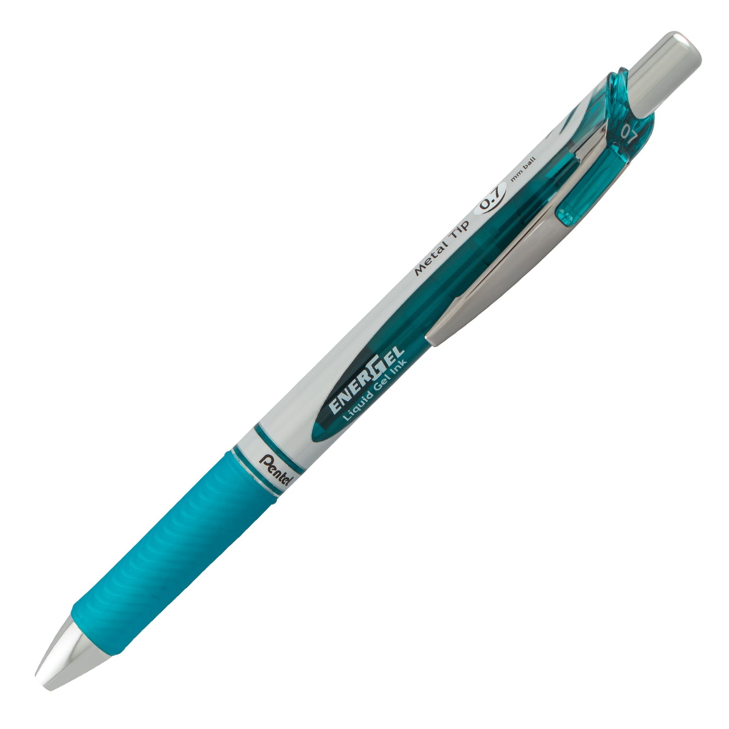 Pentel EnerGel RTX Retractable Liquid Gel Pen, (0.7mm) Metal Tip, Medium Line, Turquoise Ink (BL77-S3), 48 Dozen