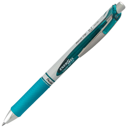Pentel EnerGel RTX Retractable Liquid Gel Pen, (0.7mm) Metal Tip, Medium Line, Turquoise Ink (BL77-S3), 48 Dozen