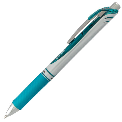 Pentel EnerGel RTX Retractable Liquid Gel Pen, (0.7mm) Metal Tip, Medium Line, Turquoise Ink (BL77-S3), 48 Dozen