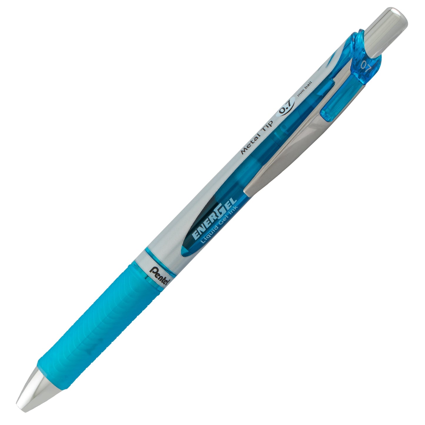 Pentel EnerGel RTX Retractable Liquid Gel Pen, (0.7mm) Metal Tip, Medium Line, Sky Blue Ink (BL77-S), 48 Dozen