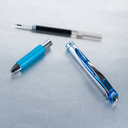 Pentel EnerGel RTX Retractable Liquid Gel Pen, (0.7mm) Metal Tip, Medium Line, Sky Blue Ink (BL77-S), 48 Dozen