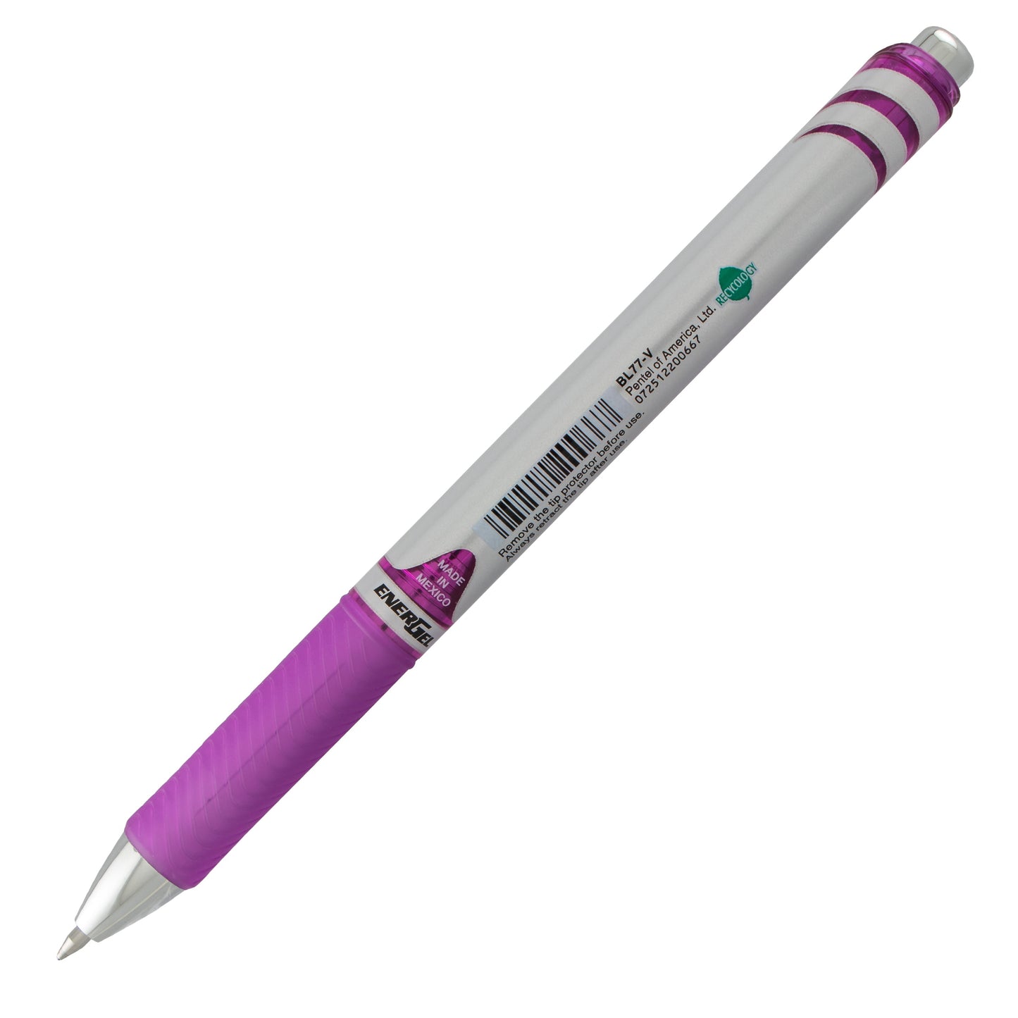 Pentel EnerGel RTX Retractable Liquid Gel Pen, (0.7mm) Metal Tip, Medium Line, Violet Ink (BL77-V)