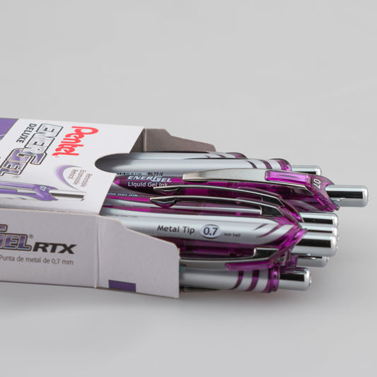 Pentel EnerGel RTX Retractable Liquid Gel Pen, (0.7mm) Metal Tip, Medium Line, Violet Ink (BL77-V)