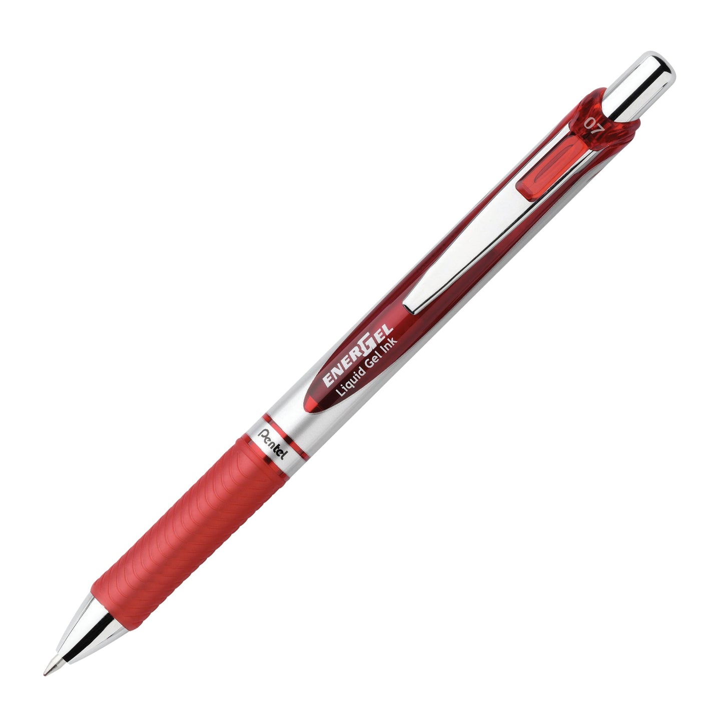 Pentel EnerGel RTX Retractable Liquid Gel Pen, (0.7mm) Metal Tip, Medium Line, Red Ink 3-Pk (BL77BP3B)