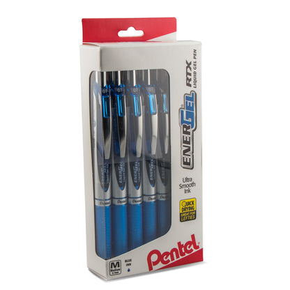 Pentel EnerGel RTX Retractable Liquid Gel Pen, (0.7mm) Metal Tip, Medium Line,0.7mm, Blue Ink, 12-Pk Hanging Window Box (BL77PC12C1), 48 Each
