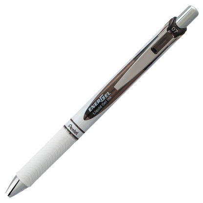 Pentel EnerGel Pearl Retractable Liquid Gel Pen, (0.7mm) Metal Tip, Medium Line, Black Accent, Black Ink (BL77PW-A), 48 Dozen