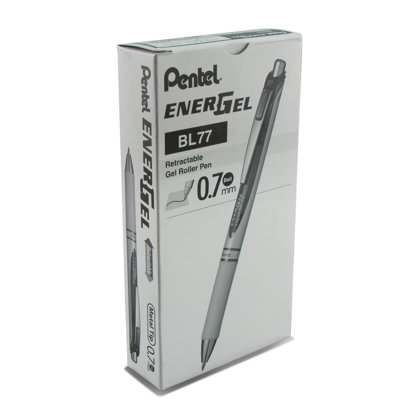 Pentel EnerGel Pearl Retractable Liquid Gel Pen, (0.7mm) Metal Tip, Medium Line, Black Accent, Black Ink (BL77PW-A), 48 Dozen