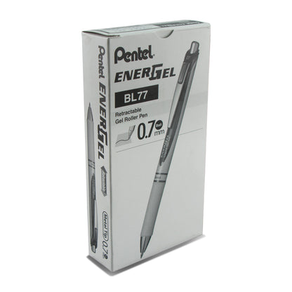 Pentel EnerGel Pearl Retractable Liquid Gel Pen, (0.7mm) Metal Tip, Medium Line, Black Accent, Black Ink (BL77PW-A), 48 Dozen