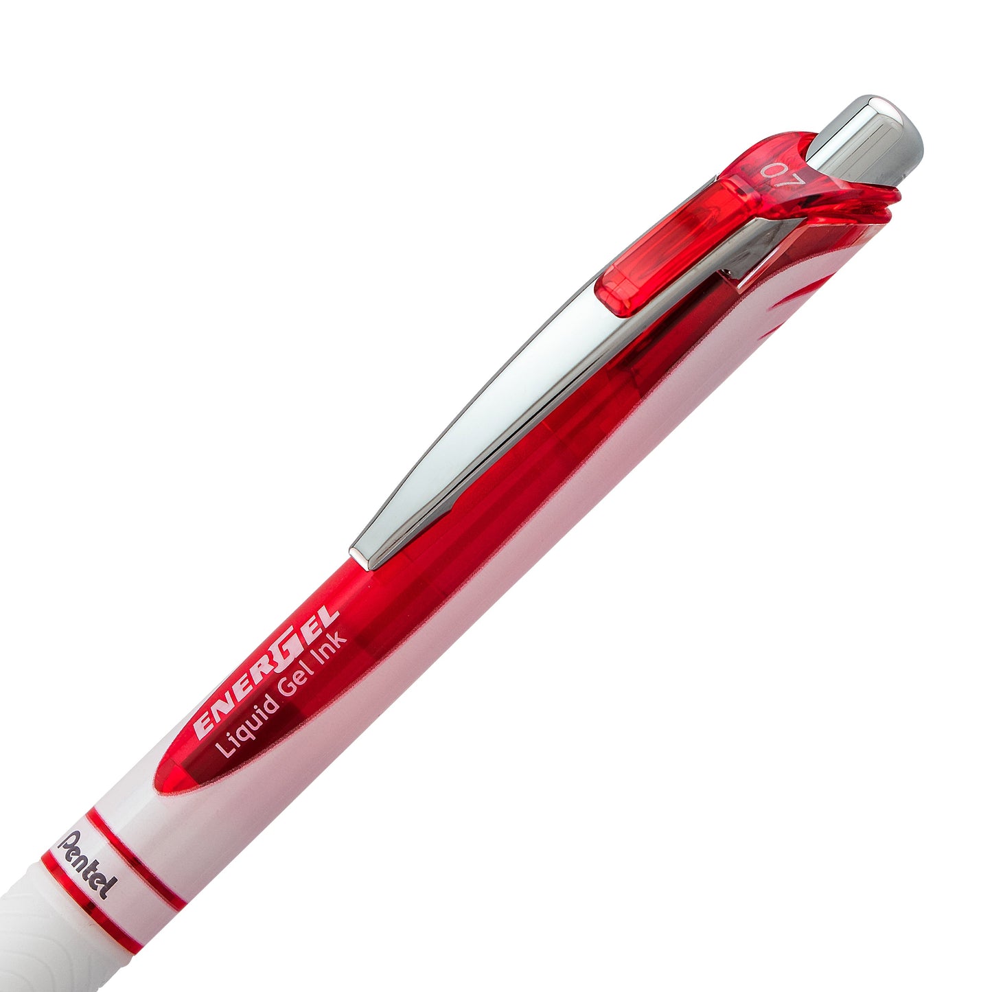 Pentel EnerGel Pearl Retractable Liquid Gel Pen, (0.7mm) Metal Tip, Medium Line, Red Accent, Red Ink (BL77PW-B), 48 Dozen
