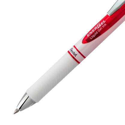 Pentel EnerGel Pearl Retractable Liquid Gel Pen, (0.7mm) Metal Tip, Medium Line, Red Accent, Red Ink (BL77PW-B), 48 Dozen