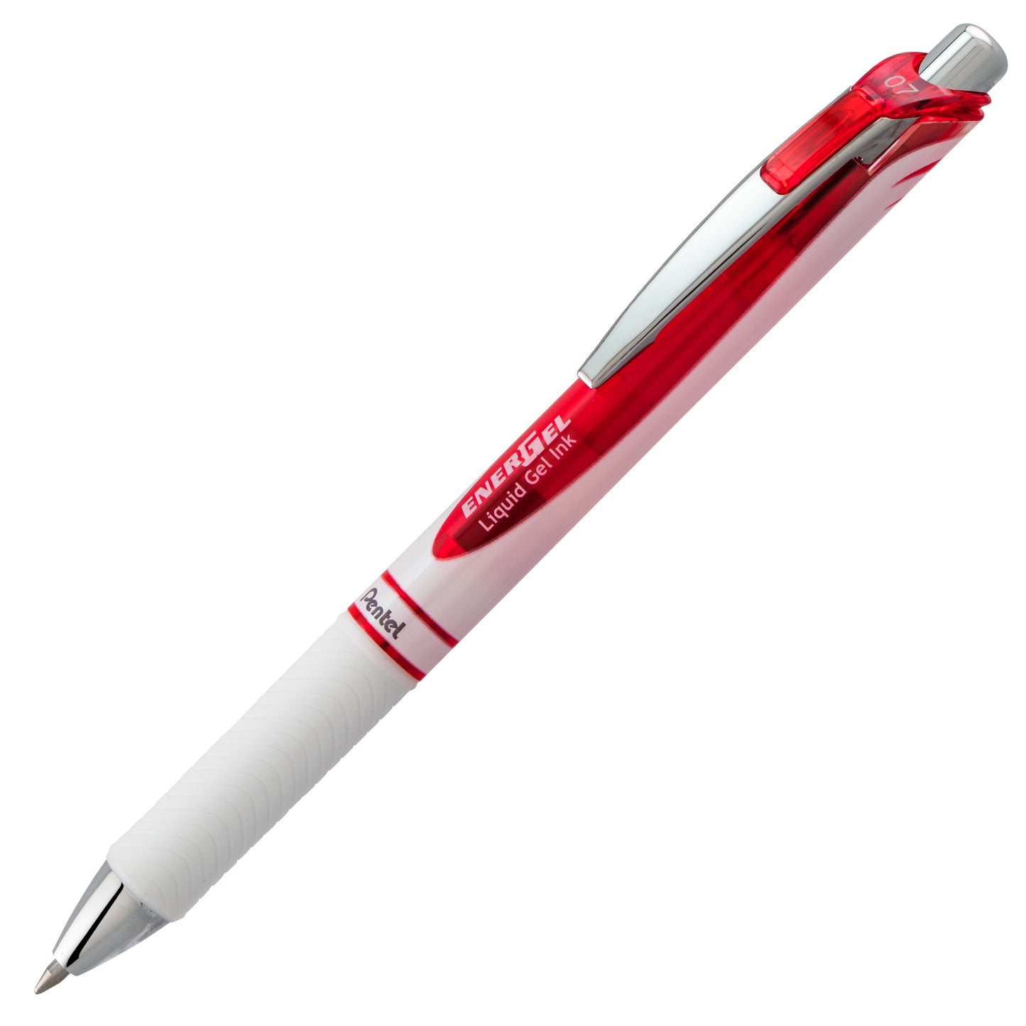 Pentel EnerGel Pearl Retractable Liquid Gel Pen, (0.7mm) Metal Tip, Medium Line, Red Accent, Red Ink (BL77PW-B), 48 Dozen