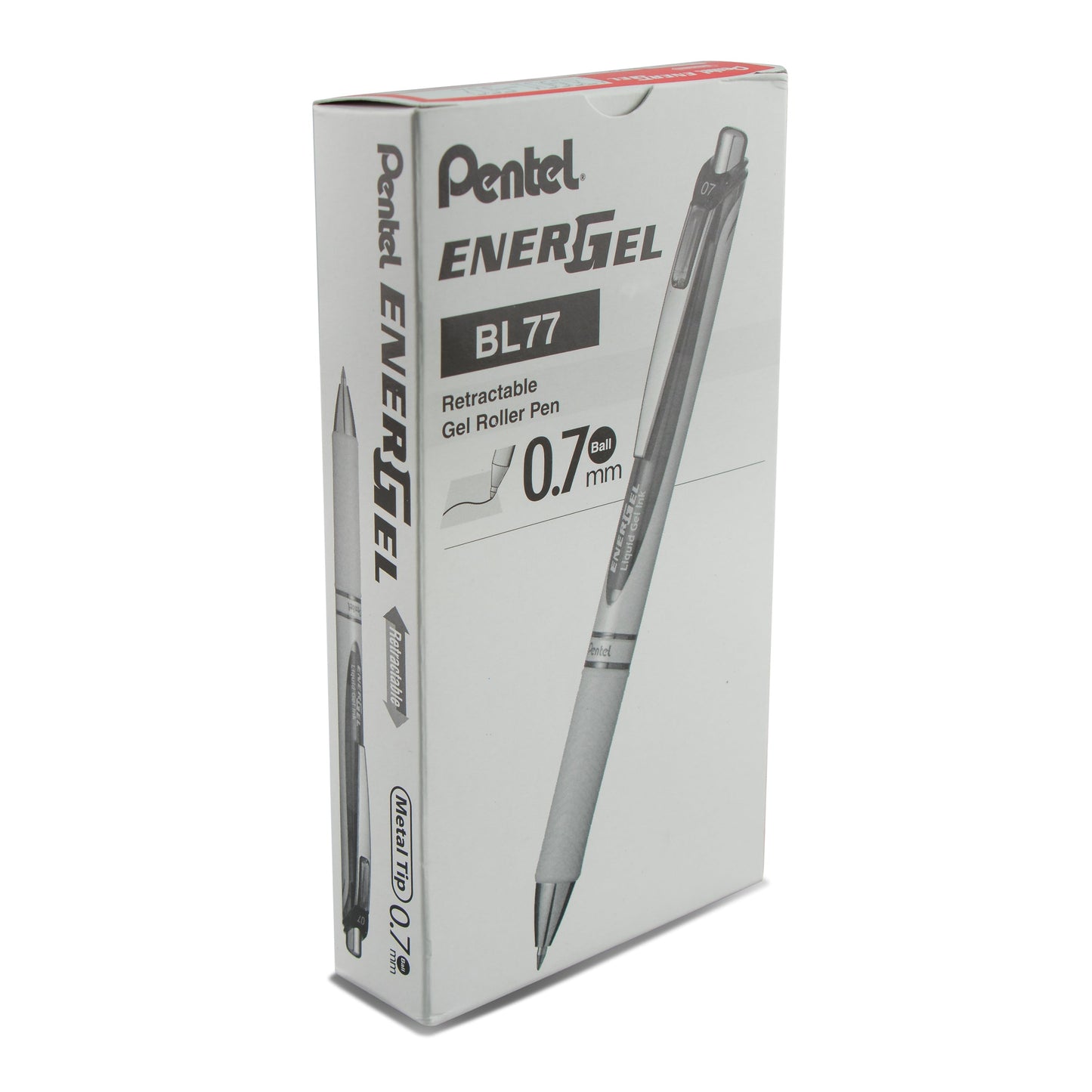 Pentel EnerGel Pearl Retractable Liquid Gel Pen, (0.7mm) Metal Tip, Medium Line, Red Accent, Red Ink (BL77PW-B), 48 Dozen