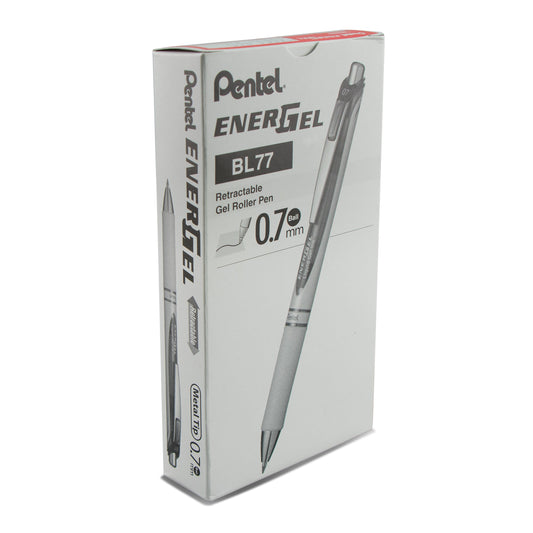 Pentel EnerGel Pearl Retractable Liquid Gel Pen, (0.7mm) Metal Tip, Medium Line, Red Accent, Red Ink (BL77PW-B)