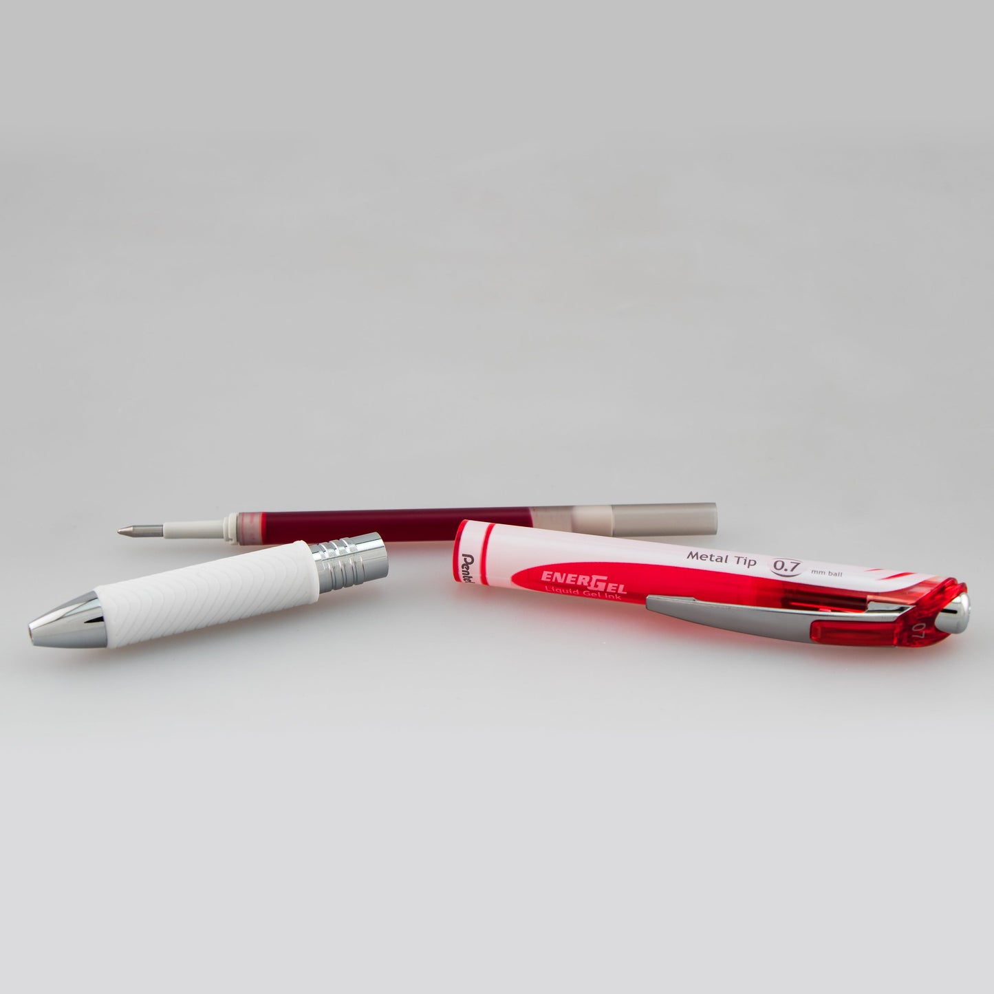 Pentel EnerGel Pearl Retractable Liquid Gel Pen, (0.7mm) Metal Tip, Medium Line, Red Accent, Red Ink (BL77PW-B), 48 Dozen
