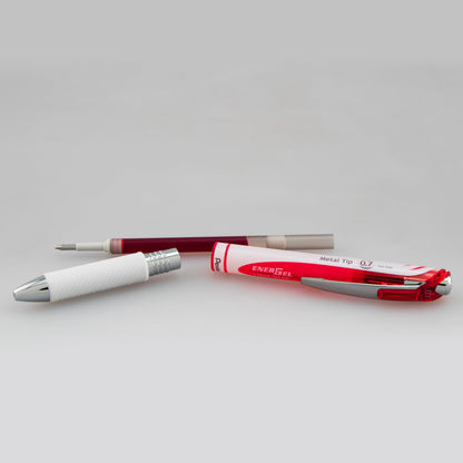 Pentel EnerGel Pearl Retractable Liquid Gel Pen, (0.7mm) Metal Tip, Medium Line, Red Accent, Red Ink (BL77PW-B), 48 Dozen