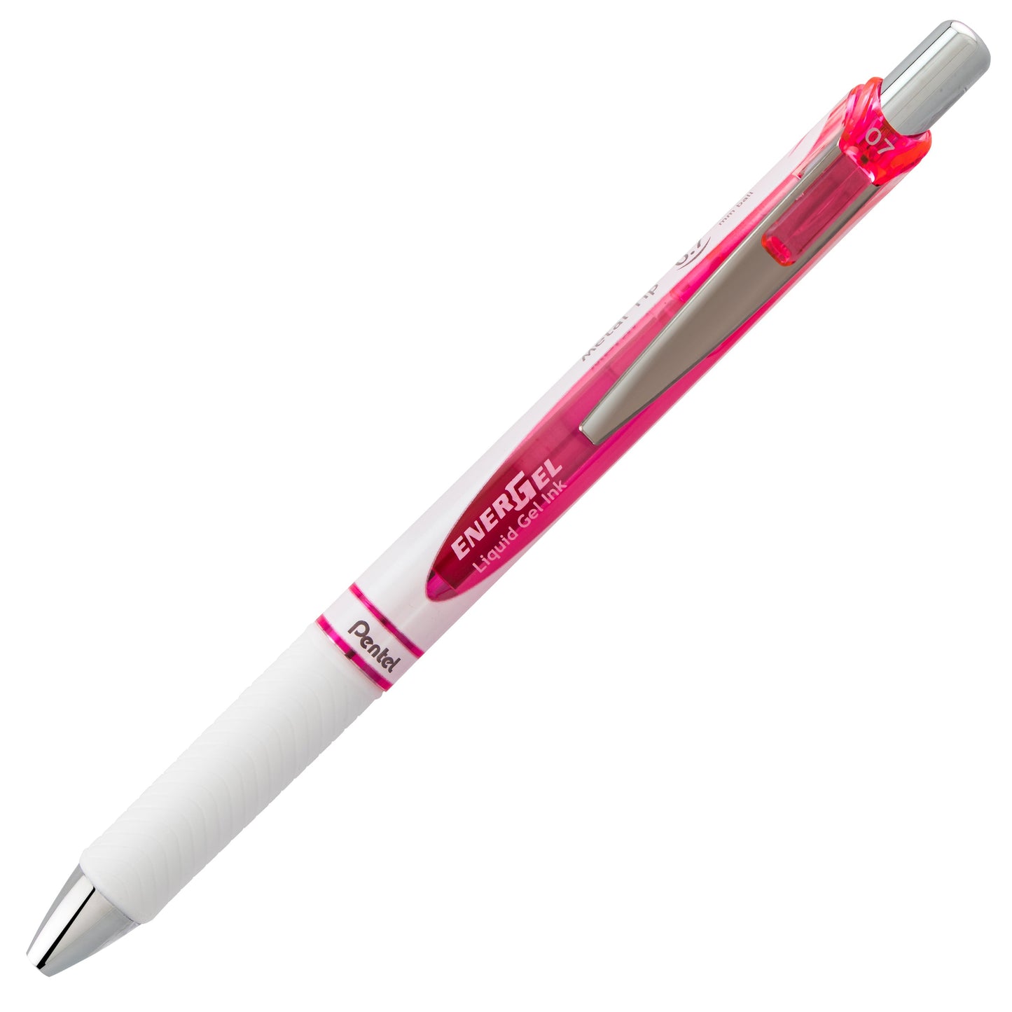 Pentel EnerGel Pearl Retractable Liquid Gel Pen, (0.7mm) Metal Tip, Medium Line, Pink Accent, Pink Ink (BL77PW-P)