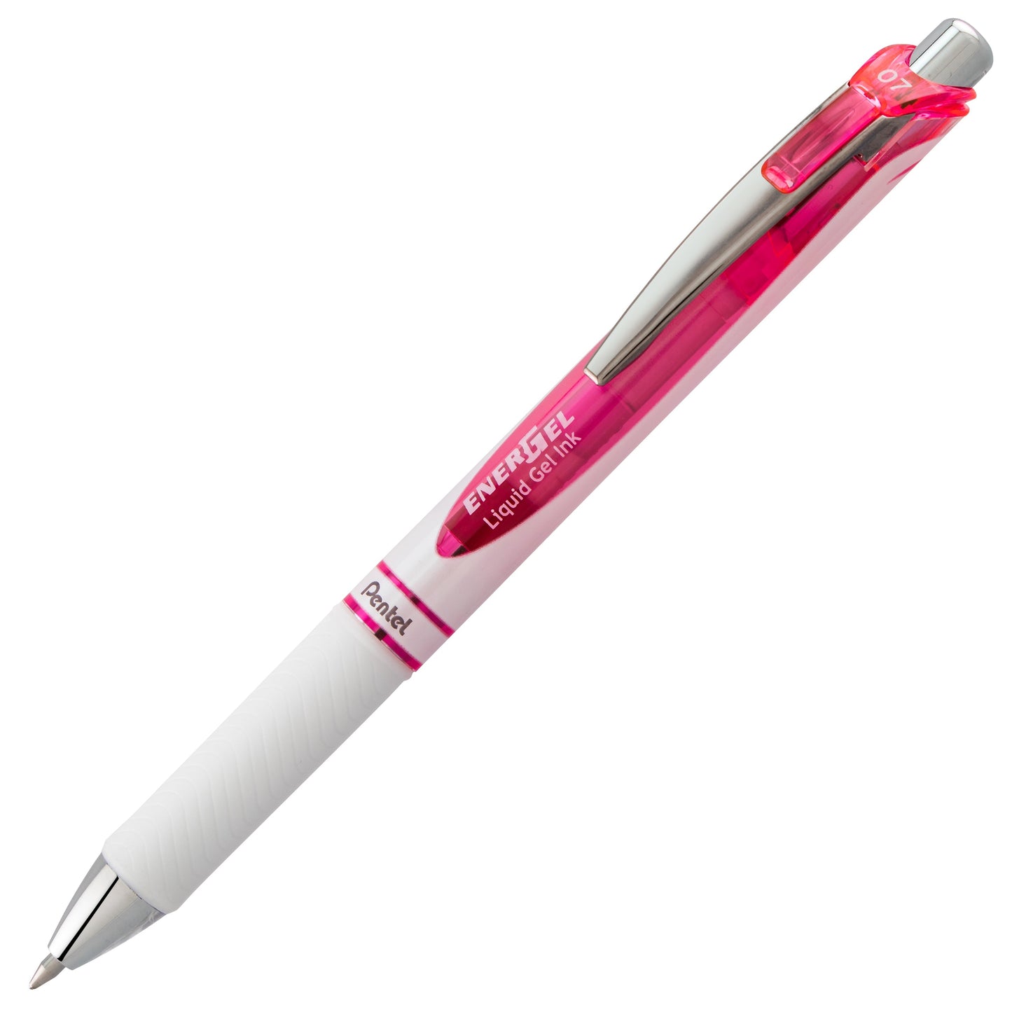 Pentel EnerGel Pearl Retractable Liquid Gel Pen, (0.7mm) Metal Tip, Medium Line, Pink Accent, Pink Ink (BL77PW-P)