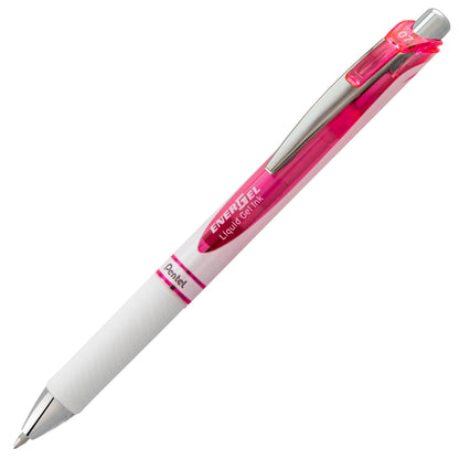 Pentel EnerGel Pearl Retractable Liquid Gel Pen, (0.7mm) Metal Tip, Medium Line, Pink Accent, Pink Ink (BL77PW-P)