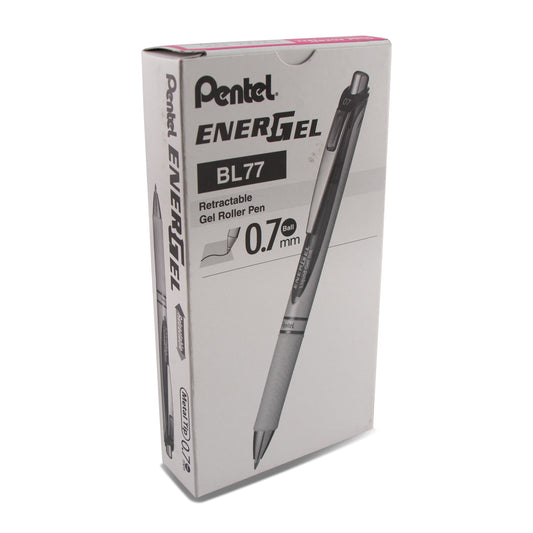 Pentel EnerGel Pearl Retractable Liquid Gel Pen, (0.7mm) Metal Tip, Medium Line, Pink Accent, Pink Ink (BL77PW-P)