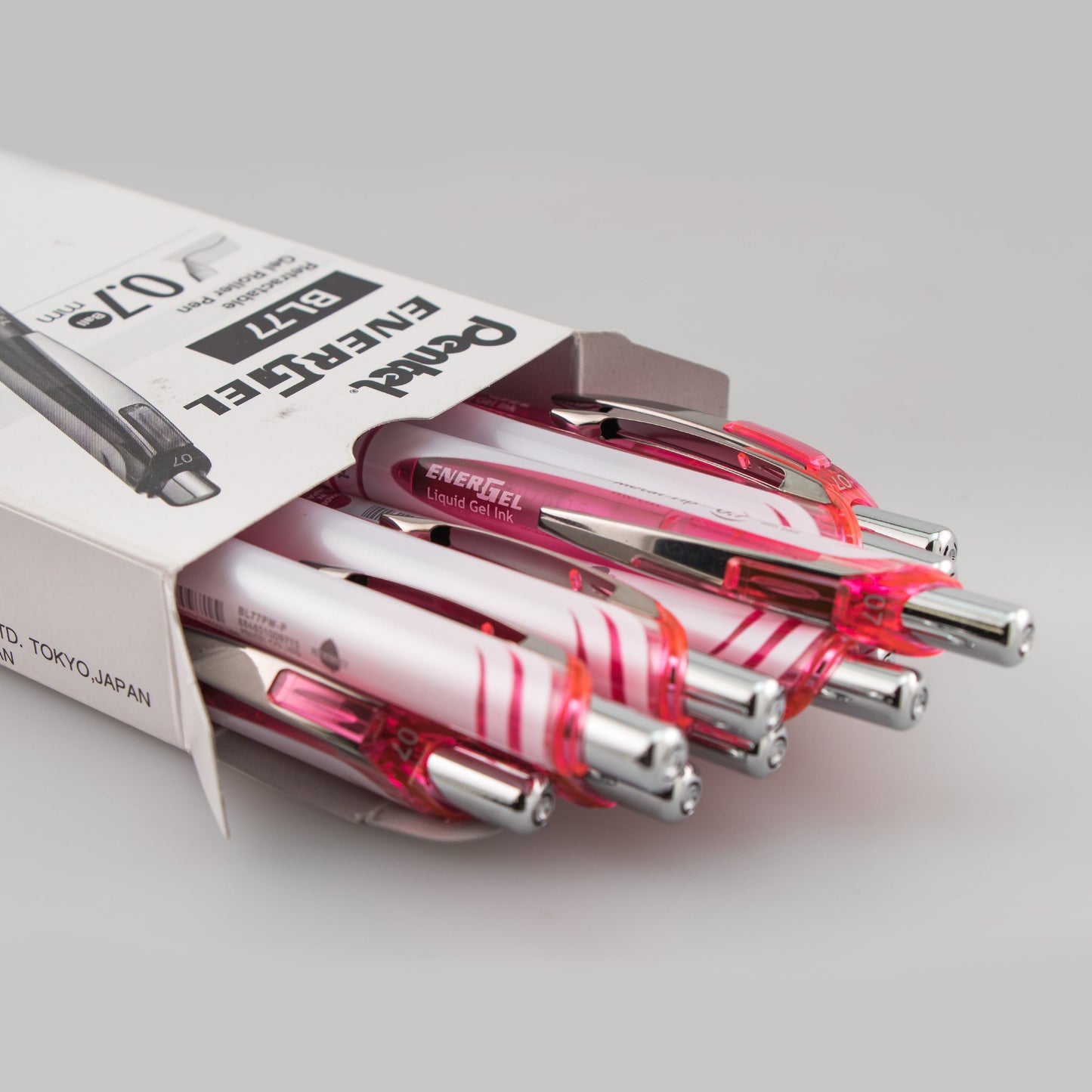 Pentel EnerGel Pearl Retractable Liquid Gel Pen, (0.7mm) Metal Tip, Medium Line, Pink Accent, Pink Ink (BL77PW-P)